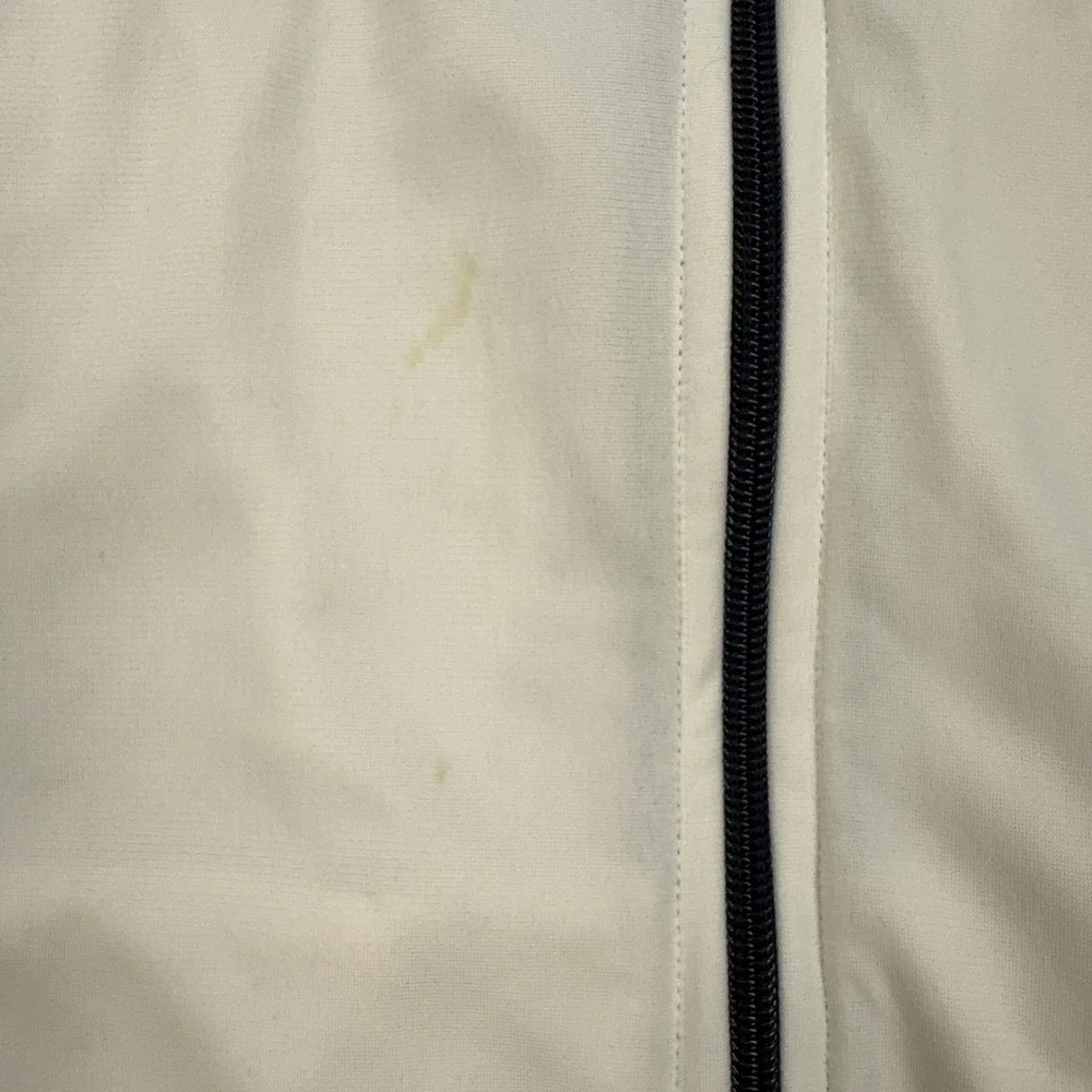 VTG Polo Ralph Lauren Track Jacket Mens L White Navy Full Zip Striped Colorblock
